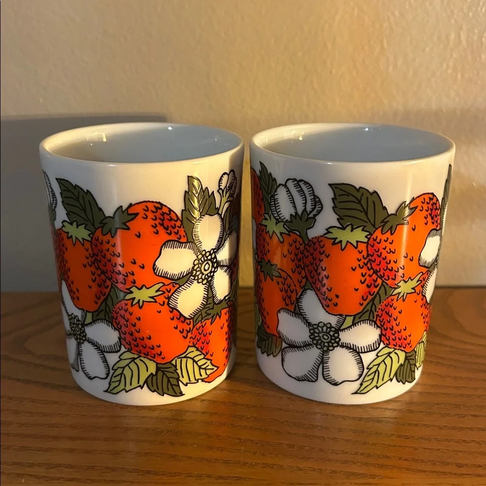 Fitz and Floyd Strawberry Mugs , Japan